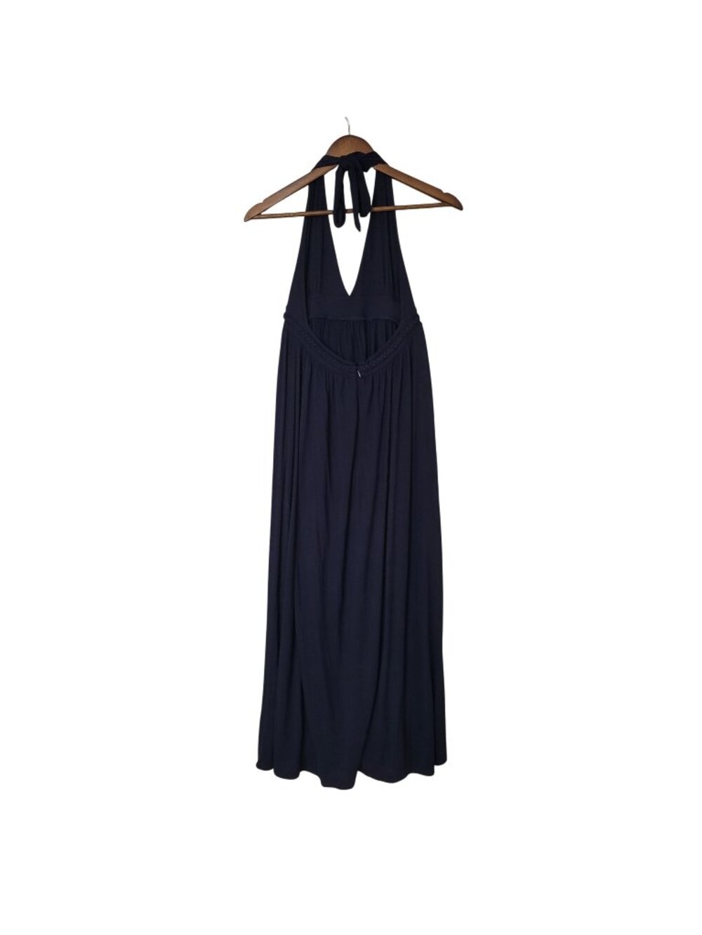 J. Crew Halter Maxi Dress With Braided Waist Tie Womens Size 8 Navy Party - Picture 1 of 7